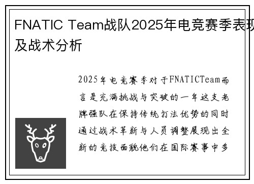 FNATIC Team战队2025年电竞赛季表现及战术分析